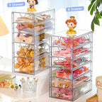 FABROK Clear Hair Accessory Organizer Box with 5 Drawers, Compact Storage Organization Drawers Set for Cosmetics, Glasses, Stationery, Stackable Storage Containers Box for Bathroom, Closet, Office