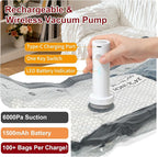 Rechargeable Wireless Pump Travel Vacuum Storage Bags Set, 9 Pack (9M) Portable Space Saver Bags for Travel & Home, Vacuum Compression Packing Seal for Clothes, Blankets, Home Seasonal Storage Bags