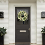Sggvecsy White Daisy Wreath 24 Inch with Fake Silk Floral Green Eucalyptus Leaves and Lavender for Spring Summer Front Door Window Wall Wedding Farmhouse Festival Decor