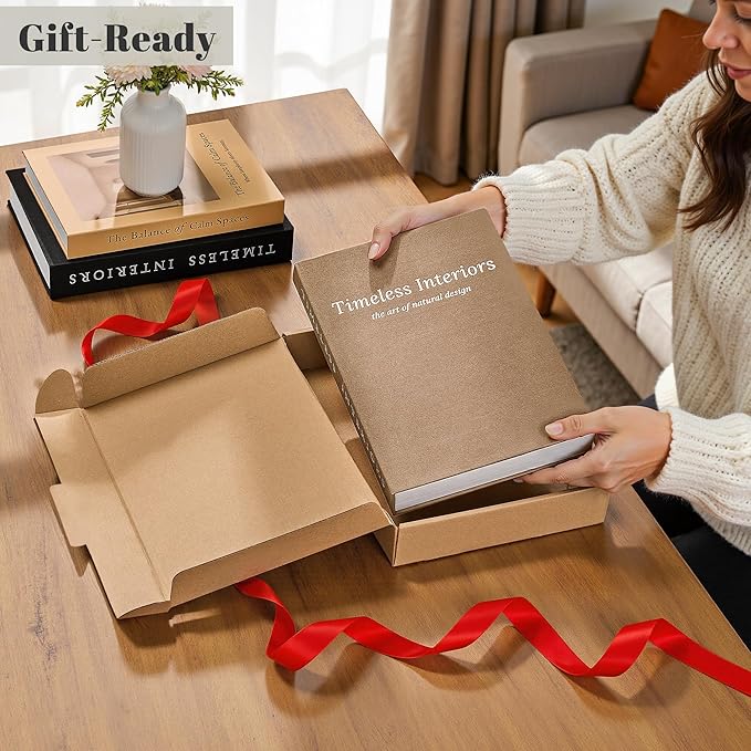JARLINK Beautiful Decorative Books, Set of 3 Stackable Fake Books for Coffee Table, Shelf & Mantel Decor - Modern Home Decoration W/Hidden Storage for Photos, Keepsakes & Living Room Styling, Oatmeal