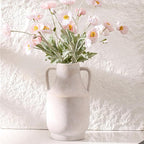 Mitt&Ditt Ceramic Flower Vase with Handles, 11 inch Tall Off-White Vase, Large Decorative Terracotta Vases, Farmhouse Rustic Pottery Vases for Home Decor, Living Room, Table