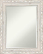 Amanti Art White Wall Mirror 30x24 Opera Off White Rectangle Bathroom Mirror for Wall Decor Living Room, Medium Traditional Wood Frame, Hangs Horizonally and Vertically, Bathroom Decor, Beveled Edge