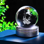 Movdyka 3D Crystal Ball Hummingbird Gifts for Women Men Glass Humming Bird Ornament Figurine Home Decor with Colorful LED Base for Hummingbird Lovers Nature Lovers - 3.15"/8CM