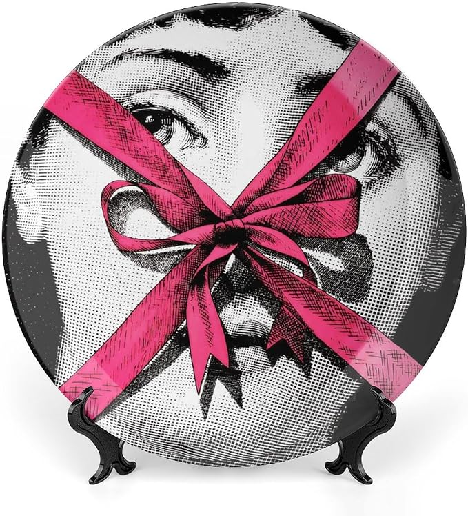 Lina Cavalieri Plate, Wall Decorative Plate, Mysterious Face Plate Wall Hanging Decoration,Including Bracket And Special Spring HooK,style-11,7inch