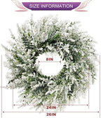 26'' Large Lavender & Eucalyptus Wreath for Front Door - Artificial Eucalyptus Leaves Greenery Outdoor Wreath for Wedding Farmhouse Porch Wall Room Home Decor (White)