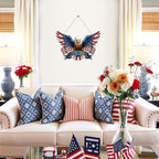 250 Anniversary 4th of July Decoration Door Wreath for Front Door Sign Patriotic Eagle Wall Signs 250 Years of Freedom 1776-2026,Independence Day Patriotic Day Wreath Memorial Day Hanging for Home
