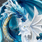 Fantasy Dragon Fairy Figurine Set, Mystic White Dragon Twins Resin Sculpture - Guardian Spirit Home Decor, Fantasy Figurine with Legend Story, Collectible Gift for Myth Lovers