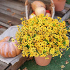 24 Bundles Artificial Flowers for Outdoors Decorations, Fake Flowers Artificial Plants Outdoor, Colorful Daisy Eucalyptus Realistic UV Resistant for Garden Patio Porch Home Decor, Yellow