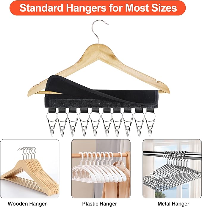Hat Rack for Baseball Caps, 3Pack Hat Organizer, Hang Hat Hanger for Closet, Hat Storage Clips Holder for Ball Cap Winter Beanie & Accessories, Not Including Hangers & Hats (3PC Black)