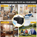 Extra Large Storage Bags Set Heavy Duty Moving Totes with Handles, Zippers-Way Carrying Design Fold Flat Storage Totes for Space Saving (Black, 12 Park-2 Moving bag & 10 Vacuum Seal Bags)