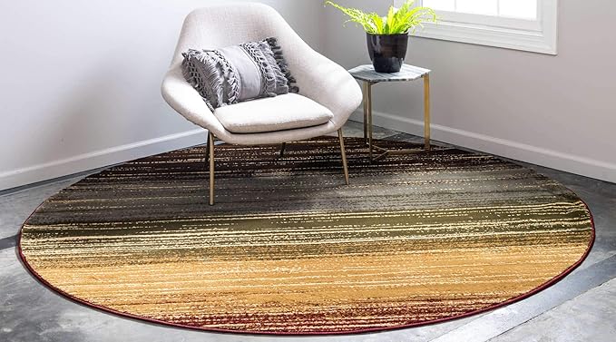 Unique Loom Barista Collection Area Rug - Mundo Nova (7' 10" Round, Beige/ Blue)