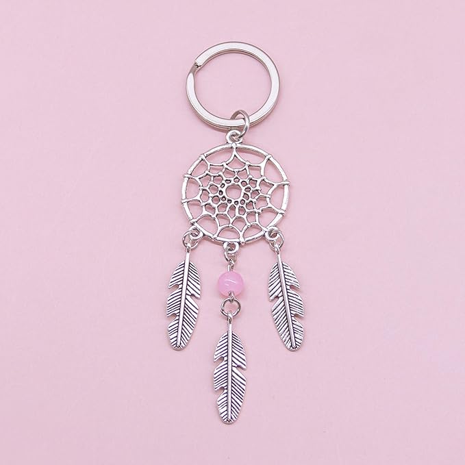 AUEAR, 6 Pack Dream Catcher Keychain Silver Handmade Key Ring for Bag Ornament Accessories DIY Jewelry Crafts