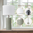 Reaketon Table Lamps for Living Room Set of 2, Ceramic Table Lamps for Bedroom, 20" Modern Lamps for Night Stands, Green