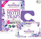 MothMag Moth Traps for Clothes, Closets, Fabrics, and Carpets, Clothing Moth Traps, Clothes Moth Traps, Closet Moth Traps, Moth Pheromone Traps, Extra-Strength Adhesive Glue Clothes Moth Trap, 6 Pack
