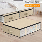 StorageRight Under Bed Storage Bags 10 Pack, 40L Large Clothes & Comforter Storage Containers with Clear Window, Breathable Fabric Organizer for Blankets, Bedding, Seasonal Clothing, Beige