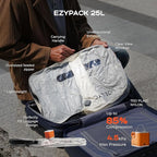 25L Waterproof Travel Vacuum Bags with Pump, Tear-Resistant Design,Lightweight Compression Storage, Durable Vacuum Seal Bags for Clothing Travel Luggage, Camping, Hiking & Road Trips