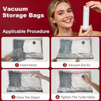 Vacuum Storage Bags with Portable Electric Pump,Space Saver Sealer Bags, Airtight Compression Bags for Clothes, Pillows, Comforters, Blankets, Bedding (12 Pack)
