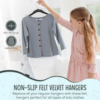 50 Premium Kids Velvet Hangers - 14" Non-Slip Clothes Hangers for Kids & Preteens - Ultra Slim, Space-Saving, Strong & Durable Hangers with 360° Swivel Hook - Black