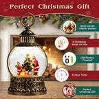 Christmas Santa Snow Globe, Christmas Musical Snow Globe Lantern Lights with 6H Timer Battery & USB Powered, Retro Style Holiday Glitter Globe for Xmas Home Decoration Holiday Party Gifts