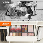 Lifewit Drawer Organizer Clothes for Closet 48 Pack, 3 Sizes Underwear Wardrobe Drawer Dividers, Fabric Foldable Dresser Storage Organizer Bins for Sock/Bra/Lingerie/Undies, Gray