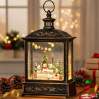 Christmas Snow Globe Swirling Glittering Snowman Choir with Music & Timer, USB Lined/Battery Operated Lighted Water Lantern for Christmas Festival Decoration Gifts