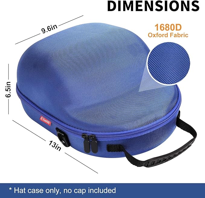 Livelab Hat Case, Hard Hat Case for Baseball Caps, Hat Storage with Carrying Handle & Shoulder Strap, Hat Organizer Protects Up to 6 Hats, Perfect for Travel & Home Storage - Blue