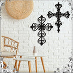 Soaoo 6 Pcs Wooden Wall Crosses Decor Religious Antique Hand Carved Wall Hanging Cross for Home Decor Decorative Cross Catholic Crucifix for Living Room, 12 x 8 Inch