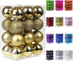 Emopeak 24Pcs Christmas Balls Ornaments for Xmas Christmas Tree - 4 Style Shatterproof Christmas Tree Decorations Hanging Ball for Holiday Wedding Party Decoration (Gold, 1.6"/4.2CM)