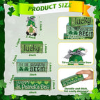 Moucuny 4 Pcs St. Patrick's Day Table Decoration Irish Tiered Tray Decor Wooden Gnome Shamrocks Block Signs Happy St. Patrick's Day Centerpiece for Tables Irish Wooden Sign for Home Decor