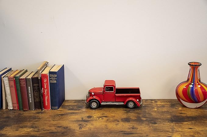 VILLAGE GIFT IMPORTERS Rustic Farmhouse-Style Decorative Red Pickup Truck | Set on Flat Surface in Your Office, Home, or Garage | Christmas Tree Farm Truck |12" x 5.5" x 5.5"