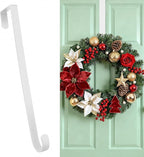 HOOSUN 4th of July Decorations Wreath Hangers for Front Door,14 Inch Metal Wreath Hook Holder for Spring Decor,20 Lbs White Over The Door Wreath Hanger for Spring Patriotic Wreath Front Porch Decor