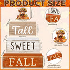 Moucuny 4 Pcs Fall Decoration for Highland Cow Home Fall Table Decor Wooden Stacked Block Decor with Sunflower Cow & Pumpkin Topper Rustic Thanksgiving Tiered Tray Decoration for Harvest Home Kitchen