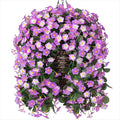 Artificial Faux Fall Hanging Mums Flowers Plants Baskets for Outdoor Outside, Fake Silk Light Fuchsia Daisy Orchid Trailing Vines in Planter Realistic UV Resistant for Balcony Porch Decor