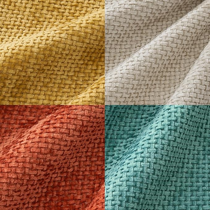 MIULEE Pack of 4 Couch Throw Pillow Covers 18x18 Inch Neutral Orange/Teal Soft Decorative Chenille Pillow Covers Farmhouse Accent Cushion Covers for Boho Home Decor Spring Sofa Bedroom Living Room