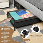 Under Bed Storage with Wheels,2 Pack Under Bed Storage Containers with Clear Lids,Under the bed storage Organizer Bins, Large Rolling Under Bed Metal Drawer for Clothes,Shoes,Blankets