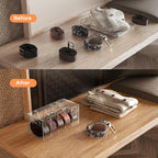 Acrylic Belt Organizer Holder for Closet with Dust Cover Lid - Clear Storage Display Case for Drawer - 5 Compartments