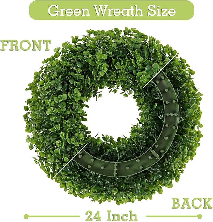 U'Artlines 24" Front Door Wreaths, Artificial Summer Greenery Weath, Hanging Garland for Home Wedding Wall Window Decoration (24'' Round,1)