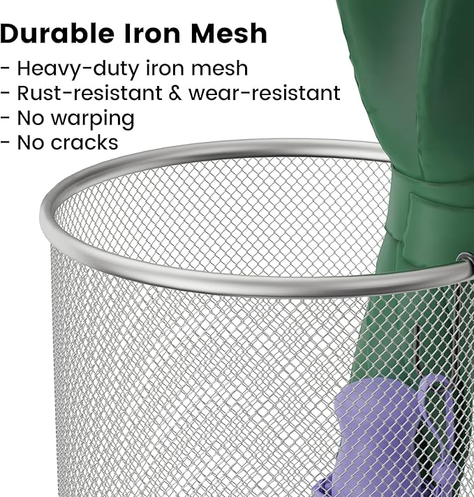 19.5" H Mesh Umbrella Stand - Ventilated Mesh Umbrella Holder for Entryway - Extra Capacity Storage for Umbrellas Canes & More - Freestanding Indoor Organizer 10.4" L x 10.4" W x 19.5" H - 2P Silver