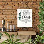 Christian Inspirational Wall Art I Can Do All Things Through Christ Who Strengthens Me Philippians 4:13 Wooden Hanging Sign Christian Bible Verse Wall Art Rustic Home Office Decoration 8 x 10 Inches