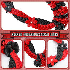 Canlierr Graduation Leis Class of 2026 Grad Ribbon Leis Double Braided Necklace Hawaiian Flower Garland with Heart Kukui Nut for Man Woman Graduation Party Supplies