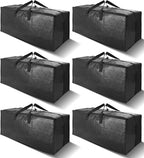 6 Pack Heavy Duty Extra Large Moving Bags W/Backpack Straps - Strong Handles & Zippers, Storage Totes For Space Saving, Fold Flat, Alternative to Box and Bin (40 gal, Black)