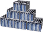 Zilink Upgraded Wardrobe Clothes Organizer with Support Board Clear Pant Organizer for Closet with 7 Grids Jeans Storage Organizer for Closet for Jean Pant Sweater Legging T-Shirt, 6 Pack