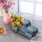 Blue Truck Decor Metal Small Cute Farm Car Decor Vintage Tree Flowers Handcrafted Decor Blue Metal Car Gift Boxes Pickup Truck Model