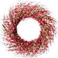 26 Inch Spring Wreaths for Front Door, Large Artificial Forsythia Flowers Wreath, Spring Summer Floral Wreath All Season for Home, Wall, Window, Porch, Wedding, Farmhouse Decor (Pink)
