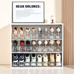 Shoe Slots Organizer,Adjustable Shoe Rack with Three Levels,shoe stackers for a pair of Shoes (Clear, 10 Pack)
