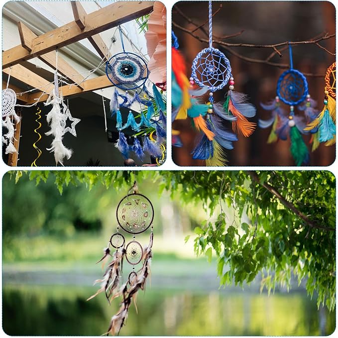 PATIKIL DIY Dream Catcher Kit, Making Dream Catcher Supplies Wall Hanging Handmade Dream Catcher Kits for Beginner Style 3, Sky Blue