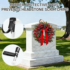 2-Pack Headstone Wreath Hanger,Cemetery Wreath Holder for 3-8 inch Tombstones,Sturdy Steel with Locking Buckle,Easily Holds 20 lbs,Grave Marker Decor for Mother's Day,Memorial Day,Never Blown Away