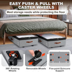 2 Pack Under Bed Storage with Wheels, Adjustable-Height Rolling Storage Containers with Clear Lids, 76L XXL Durable Underbed Organizer Bins for Clothes, Shoes, Blankets, Bedroom, Dorm, Closet - Gray