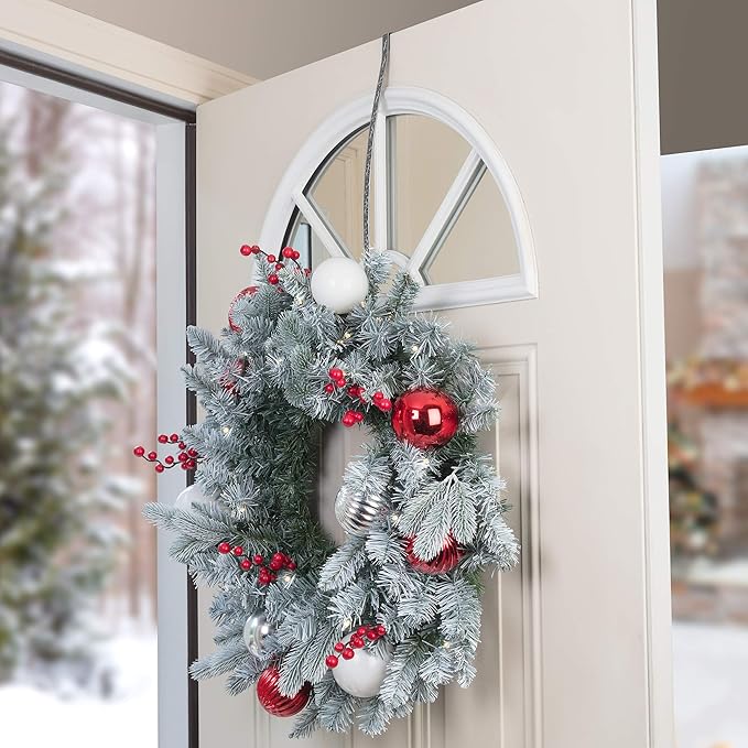 Haute Decor Premium Holly Embossed HighProfile Wreath Hanger - Pewter Holly