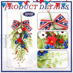 24inch Patriotic Red, White and Blue Floral Swag Wreath for Front Door Patriotic American Floral Teardrop Swags 4th of July Independence Day Rings Wreaths for Pillars Porch Wall Window Decor